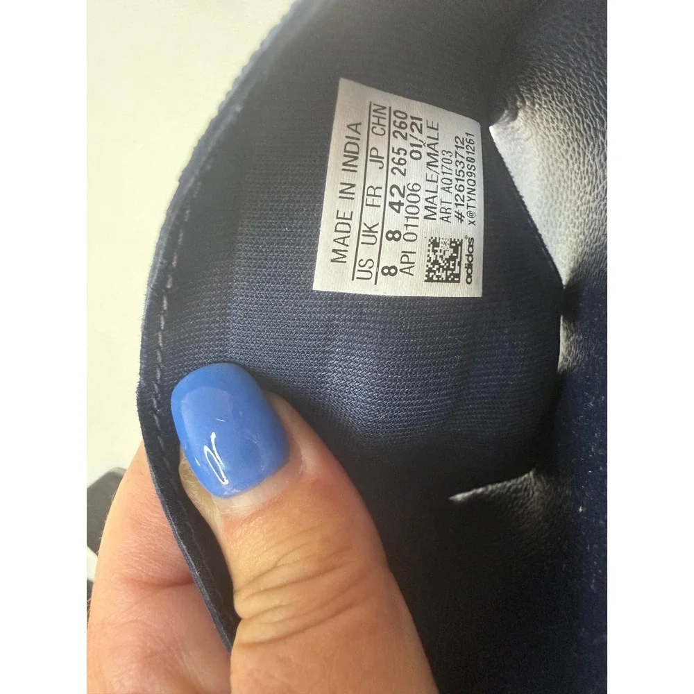 Adidas Adilette Shower Mens Slides Navy Blue White Stripe Sandals AQ1703 Size 8